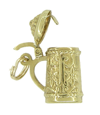 Vintage Movable Beer Stein Charm in 18 Karat Yellow Gold