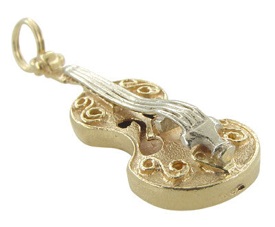 Violin Pendant in 14 Karat White and Yellow Gold - Item: C414 - Image: 2