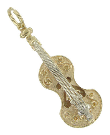Violin Pendant in 14 Karat White and Yellow Gold