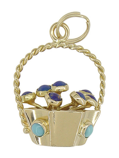 Basket of Flowers Charm in 18 Karat Gold - alternate view