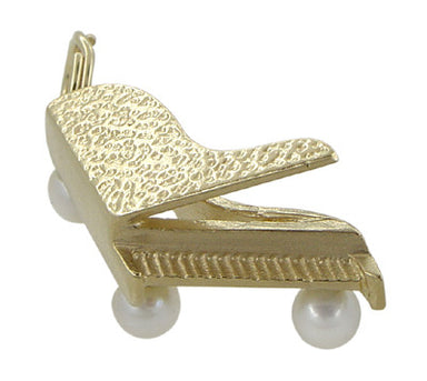 Estate Grand Piano Pendant with Pearl Legs in 14 Karat Gold