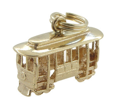San Francisco Cable Car Charm - 14K Solid Yellow Gold