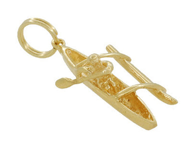 Vintage Outrigger Canoe Charm in 14 Karat Yellow Gold