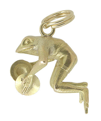 Happy Frog with Cymbals Charm in 14 Karat Gold
