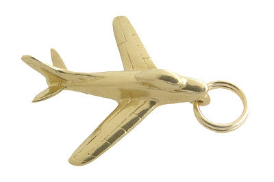 Vintage Fighter Jet Airplane Charm in 14 Karat Gold