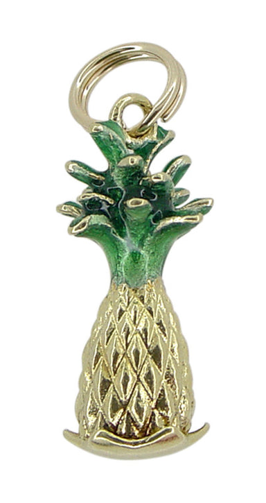 Enameled Pineapple Charm in 14 Karat Gold