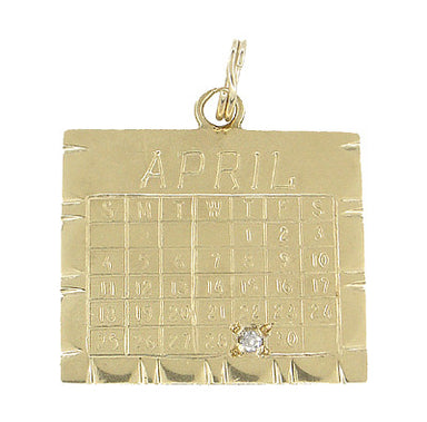 April 29 Calendar Charm Set With Diamond in 14 Karat Gold