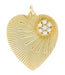 1960's Vintage Pearl Cluster Heart Pendant in 14 Karat Yellow Gold