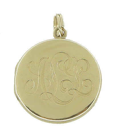 Engraved Antique Locket Pendant in 14 Karat Gold — Antique Jewelry