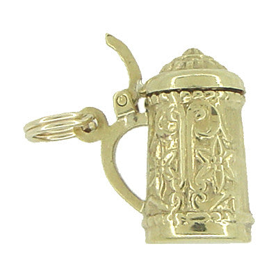 Vintage Movable Beer Stein Charm in 10 Karat Yellow Gold - Item: C471 - Image: 2