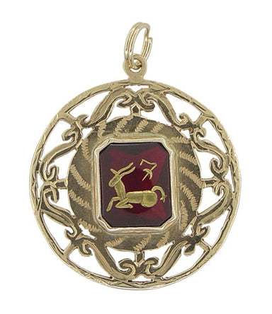 Vintage Large Capricorn Pendant in 14 Karat Gold