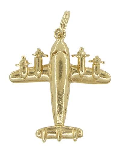Antique Airplane Charm Pendant - Movable - Heavy Gold Charm - C509