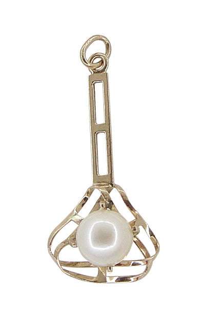 Antique Lavaliere Pearl Pendant in 10 Karat Gold