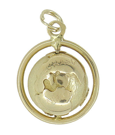 Spinning Globe Movable Charm in 14 Karat Gold - Item: C516 - Image: 2