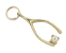 Pearl Set Wishbone Charm in 14 Karat Gold