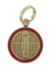 Red Enamel Framed Engineer Charm - 10K Gold Vintage Engineer Medallion Pendant
