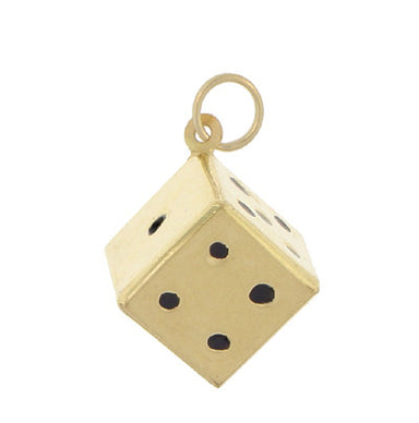 Vintage Dice Charm in 9K Yellow Gold