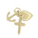  Heart Anchor and Cross - 3 Vintage Charms on One Pendant - 14K Yellow Gold - C537