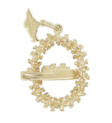 Vintage Hawaiian Lei and Cruise Ship Pendant in 14 Karat Yellow Gold