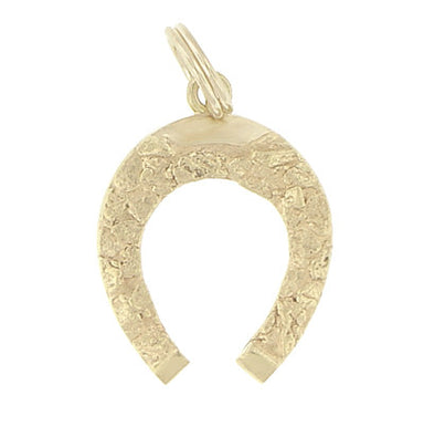 Vintage Alaska Gold Nugget Horseshoe Charm in 10 Karat Yellow Gold