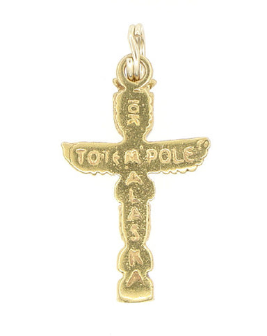 Vintage Alaskan Totem Pole Charm in 10 Karat Yellow Gold - alternate view
