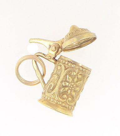 Vintage Moveable Beer Stein Charm in 14 Karat Yellow Gold - alternate view