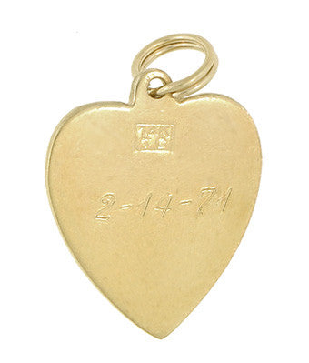 Vintage Heart Pendant with Pearl in 14 Karat Yellow Gold - alternate view