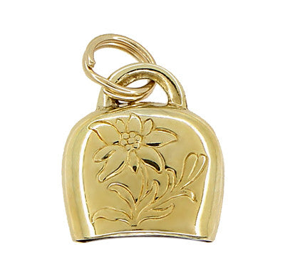 Movable Cow Bell Charm in 9 Karat Yellow Gold