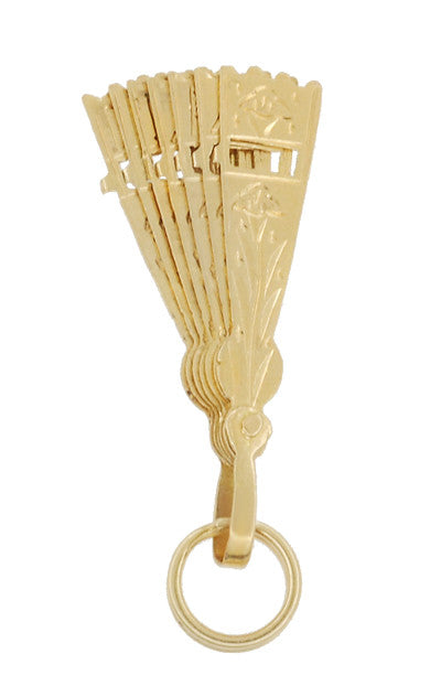 Moveable Espana Fan Charm in 18 Karat Gold - Item: C570 - Image: 2