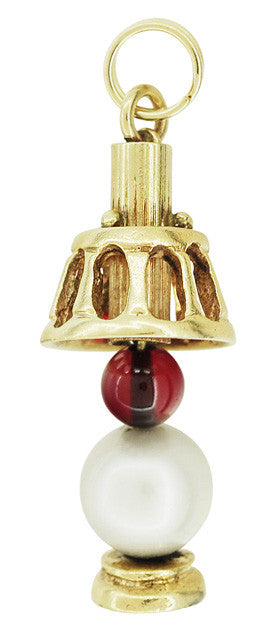 Vintage Movable Pearl Lamp Pendant Charm in 14 Karat Yellow Gold