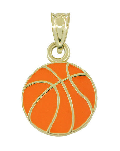 Vintage Enamel Basketball Charm in 10 Karat Yellow Gold
