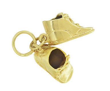 Vintage Baby Shoes Charm in 14K Yellow Gold - alternate view