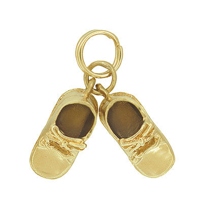Vintage Baby Shoes Charm in 14K Yellow Gold