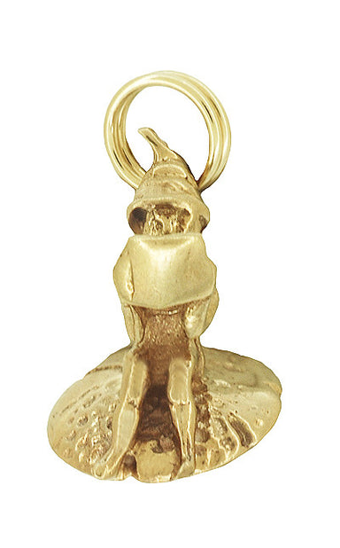 Little Gnome on a Mushroom Charm in 14 Karat Gold - alternate view