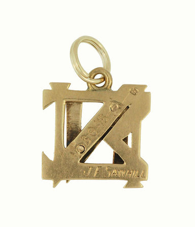 Antique Nu Sigma Nu Fraternity Charm in 14 Karat Yellow Gold - alternate view