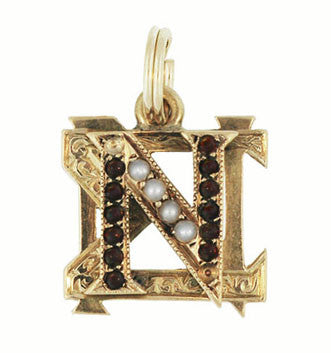 Antique Nu Sigma Nu Fraternity Charm in 14 Karat Yellow Gold