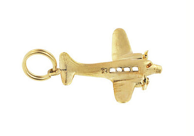 Vintage Propeller Airplane Charm in 14 Karat Yellow Gold