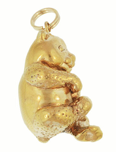 Vintage Happy Panda Bear Pendant Charm in 18 Karat Yellow Gold - alternate view
