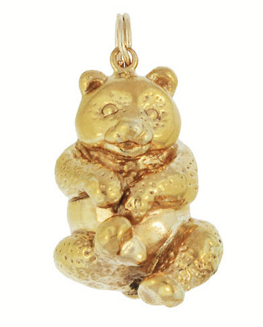 Vintage Happy Panda Bear Pendant Charm in 18 Karat Yellow Gold