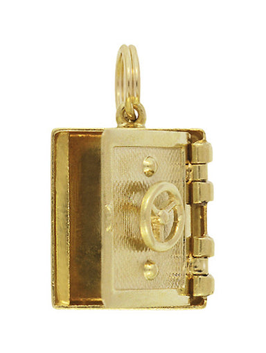 Vintage Safe Vault Moveable Charm in 14 Karat Yellow Gold - alternate view