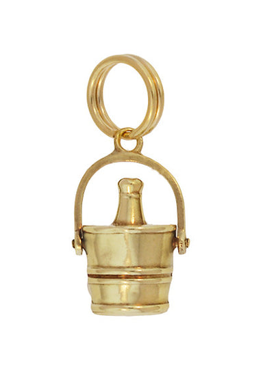 Vintage Moveable Champagne Bucket Charm in 14 Karat Yellow Gold