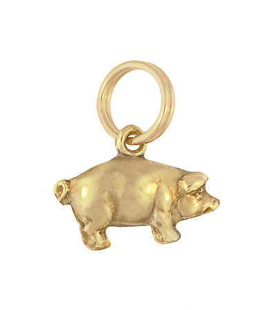 Small Pig Charm in 14 Karat Yellow Gold