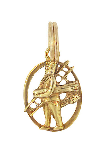 Vintage Chimney Sweep Charm in 14 Karat Yellow Gold