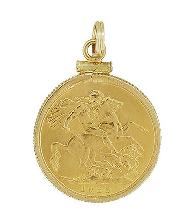 22 Karat Gold King George V British Sovereign Coin Pendant - alternate view