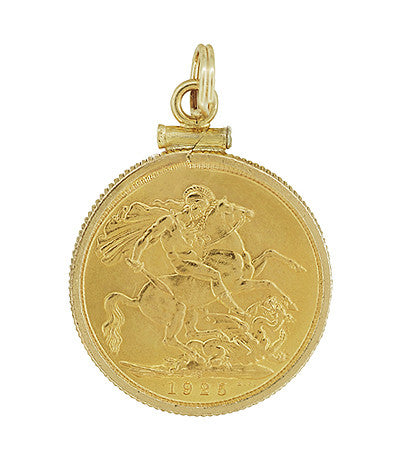 22 Karat Gold King George V British Sovereign Coin Pendant - Item: C642 - Image: 2