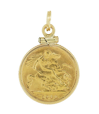 22 Karat Gold Queen Victoria British One Half Sovereign Coin Pendant - Item: C643 - Image: 2