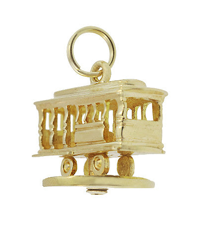 Moveable Vintage Tiffany and Co. Trolley Car Pendant Charm in 14 Karat Yellow Gold