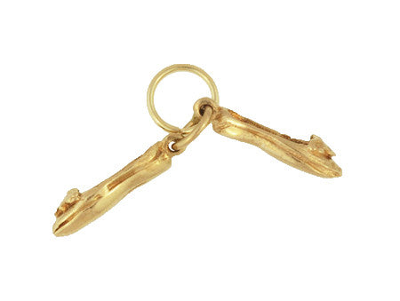 Side of Vintage Indian Khussa Shoes Charm in 14 Karat Yellow Gold