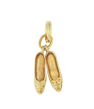 Vintage Indian Khussa Shoes Charm in 14K Yellow Gold - C645