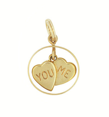 1950's Vintage You and Me Moveable Sweet Hearts Charm in 14 Karat Yellow Gold - alternate view